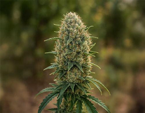 Planta de Black Dom XXL cultivada al aire libre en floración