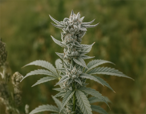 Planta de Gorilla Glue Faster cultivada al aire libre en floración